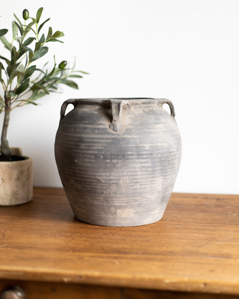 Four Handled Vintage Clay Pot