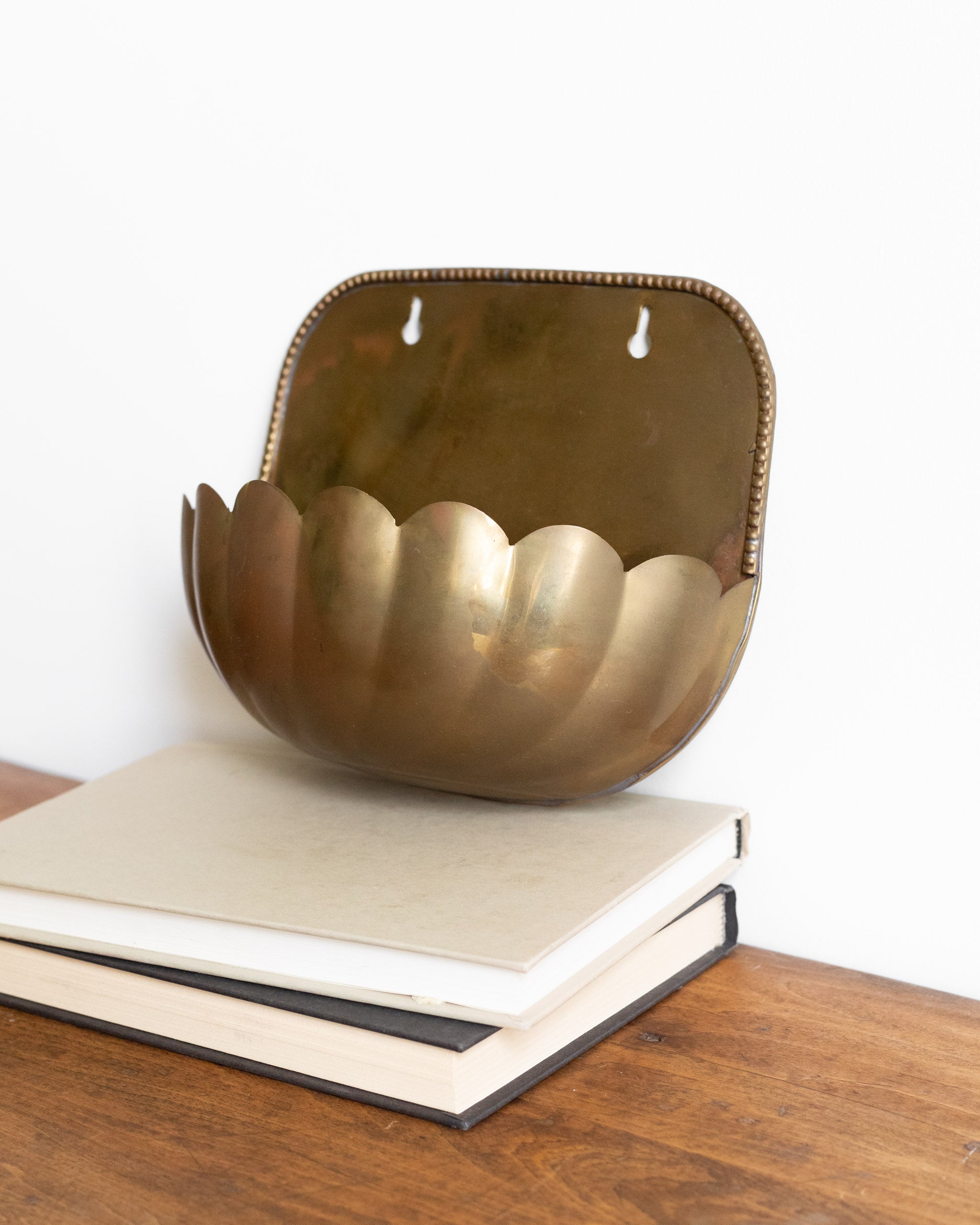 Brass Scalloped Wall Planter