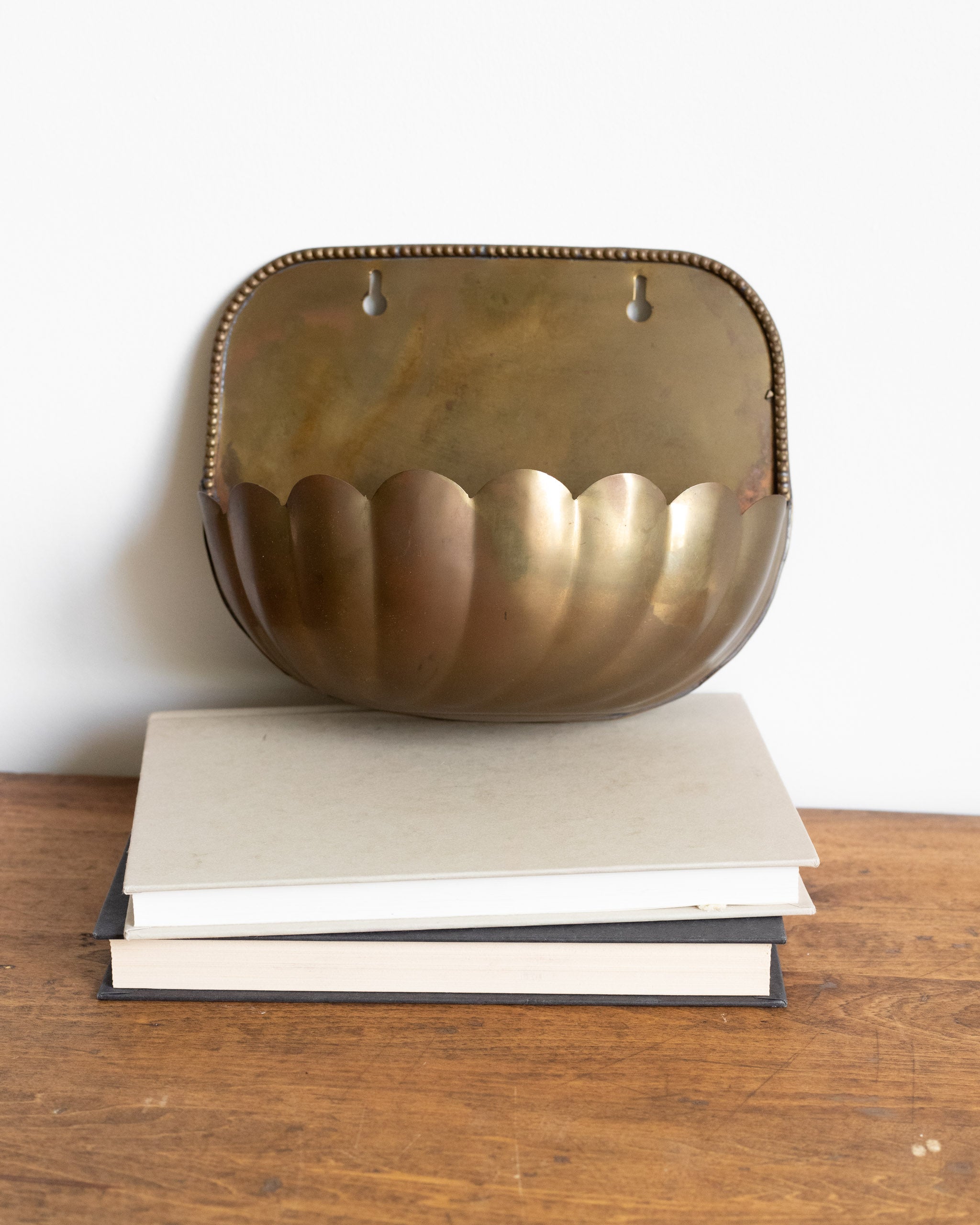 Brass Scalloped Wall Planter