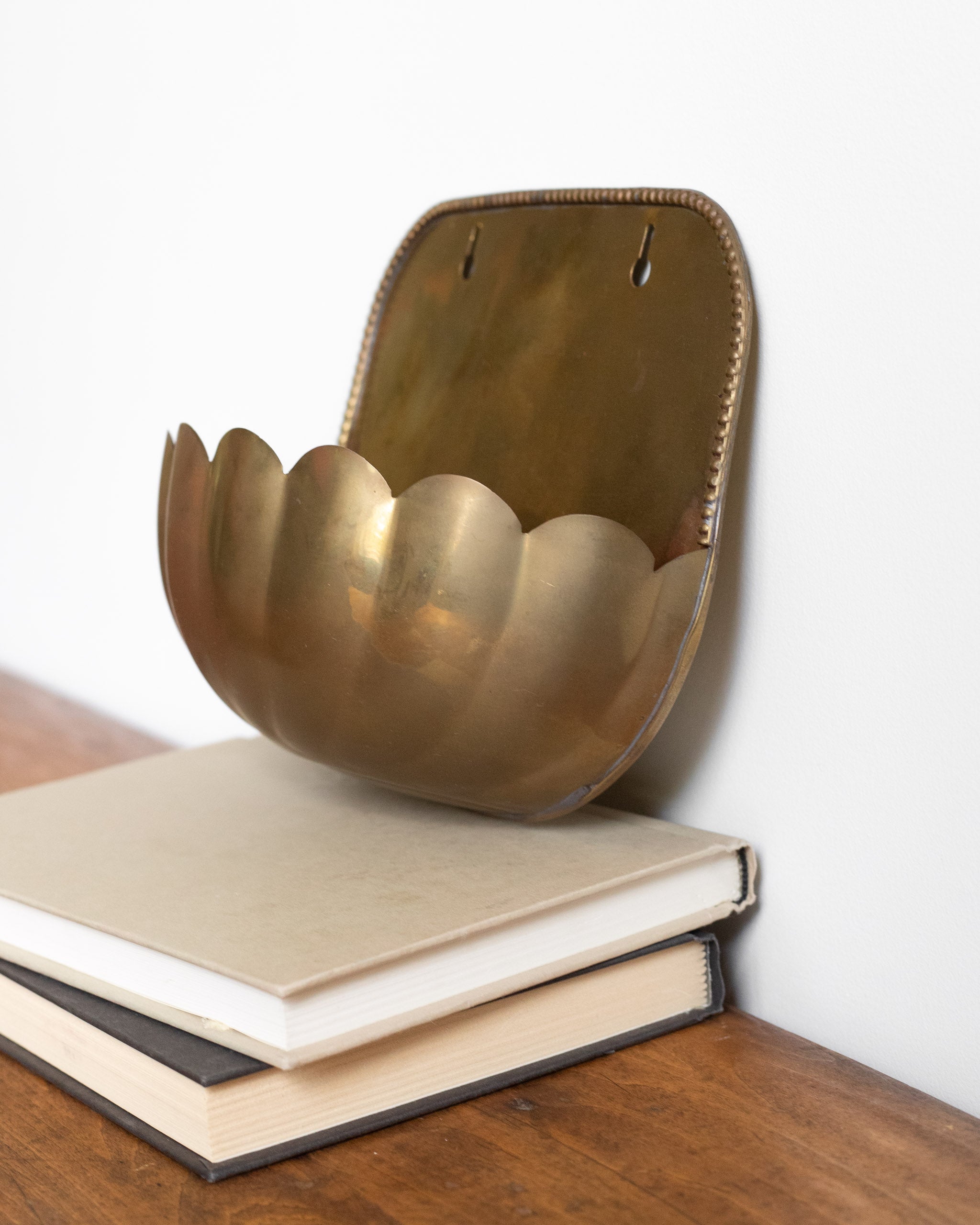 Brass Scalloped Wall Planter