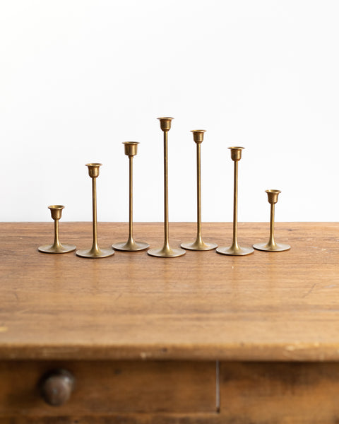 Set of Skinny Brass Candle Holders (7)