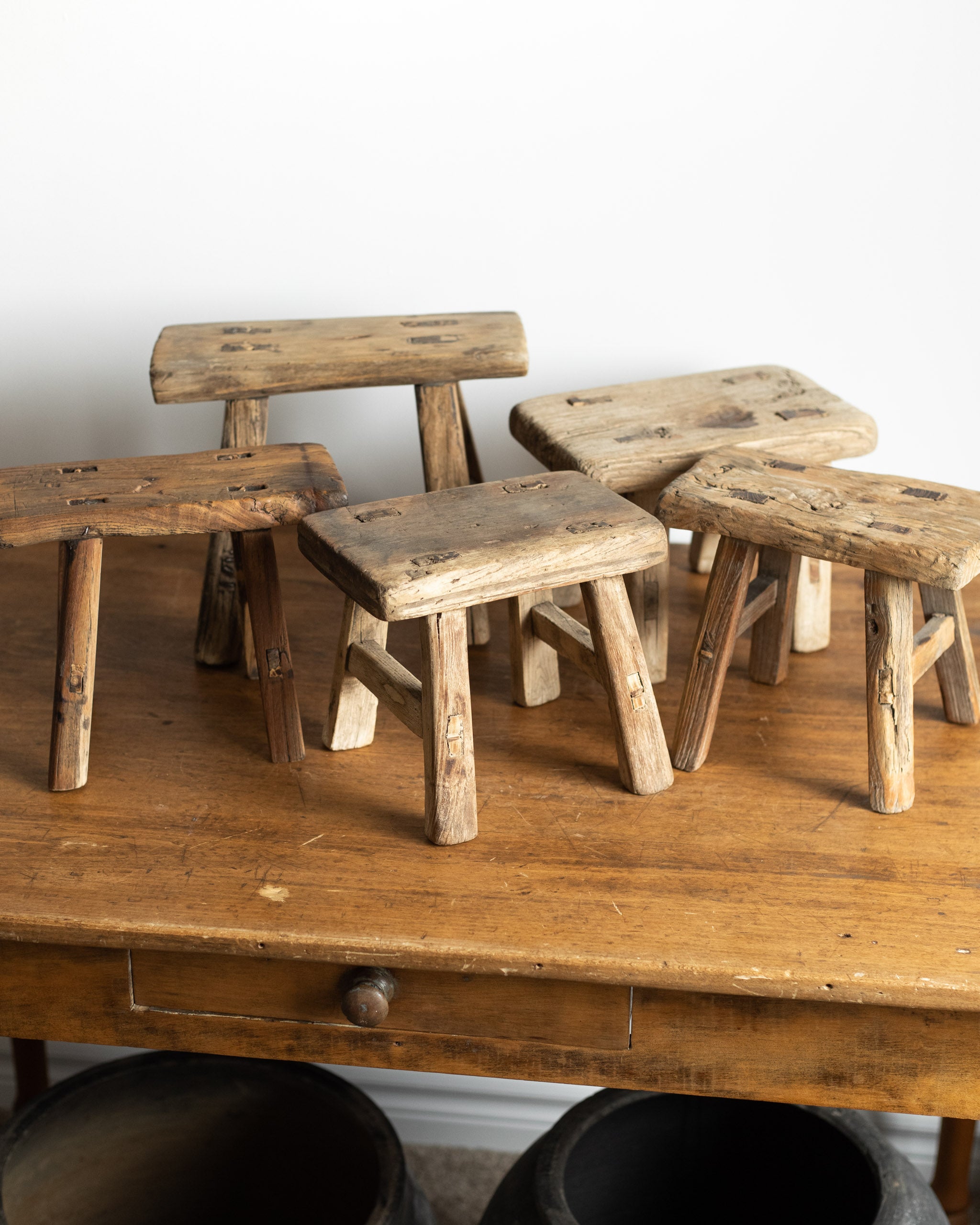 Mini Vintage Wooden Stool 6