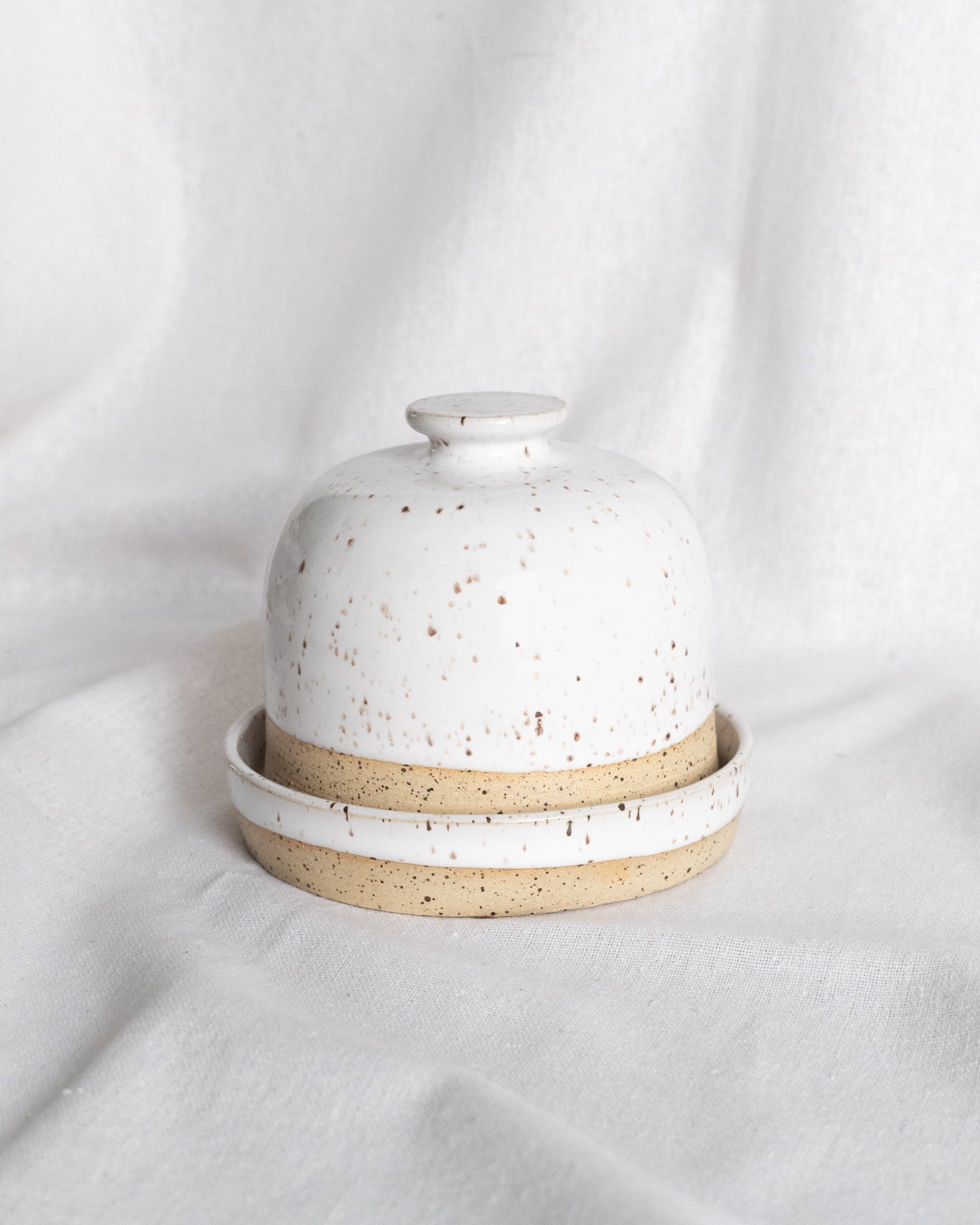 Handmade Speckled Pottery Butter Dish