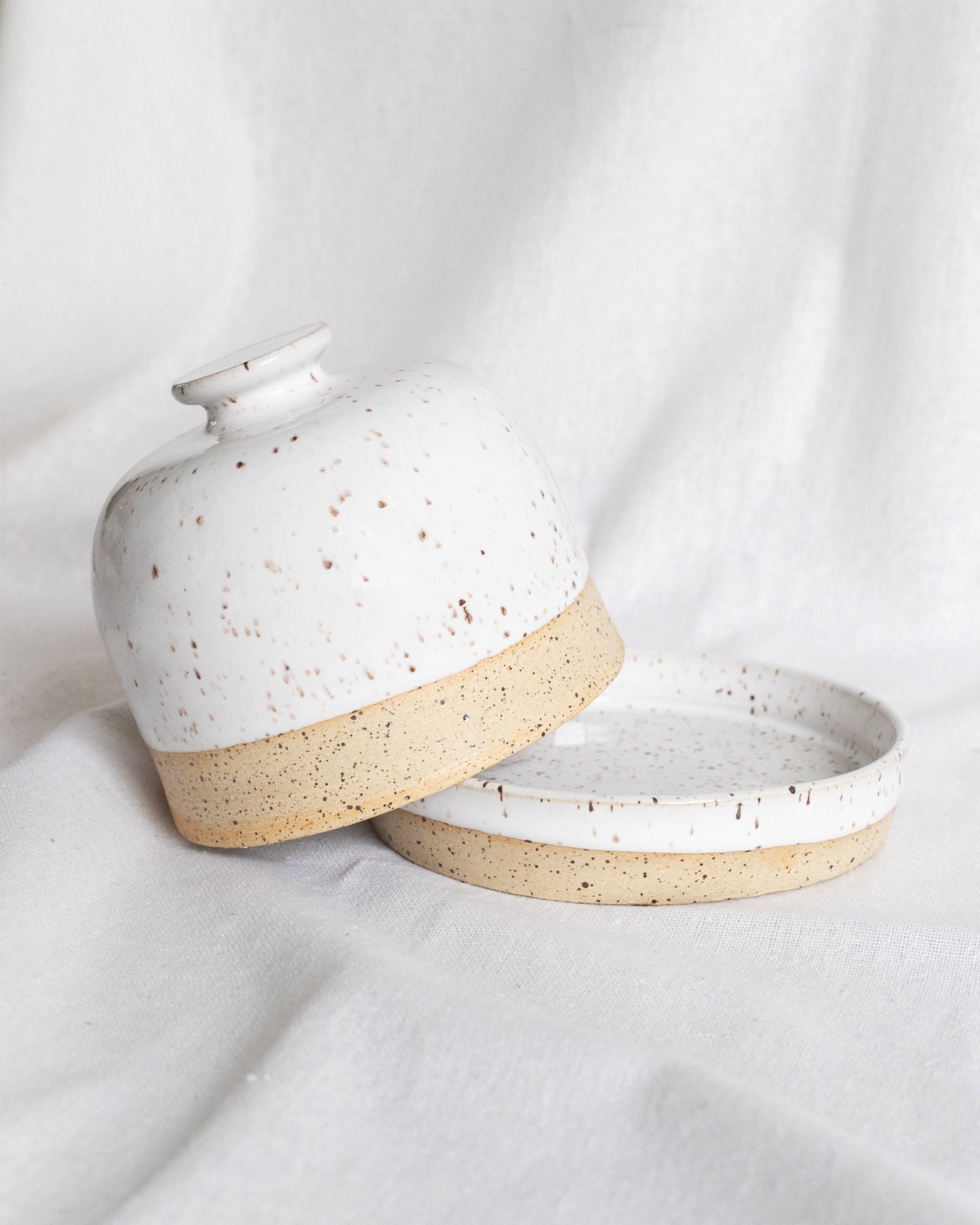 Handmade Speckled Pottery Butter Dish