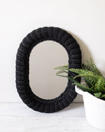 Load image into Gallery viewer, Small Black Oval Wicker Mirror
