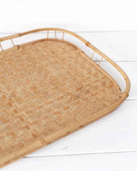 Vintage Bamboo and Wicker Tray
